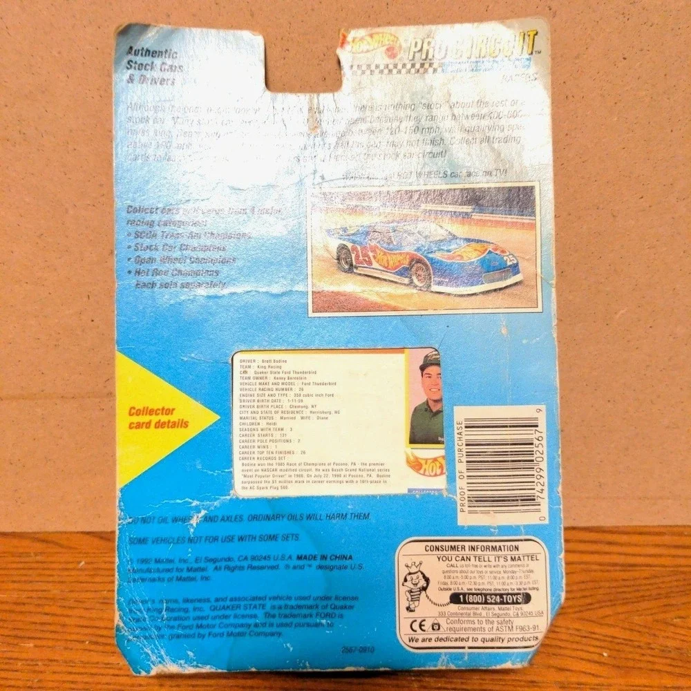 VTG 1992 Hot Wheels Pro Circuit Brett Bodine #26 Quaker State Ford Thunderbird